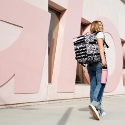 25L Backpack Leopard Pink Zip -Urban Carry Store 0a6a8748