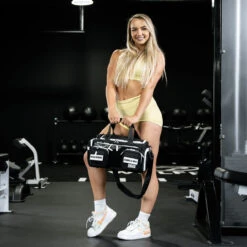 20L Mini Duffle Bag Black With White Accents -Urban Carry Store A7R05091 Enhanced NR