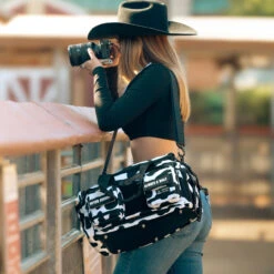 20L Mini Duffle Bag Black White Cow -Urban Carry Store CBF0E7DE C237 4576 8D44 4845370F277B